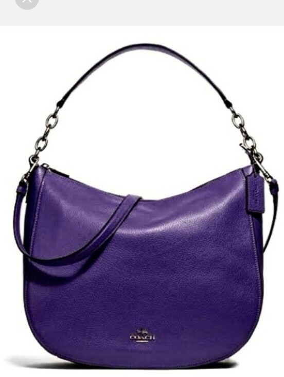 Coach Handbags - Coach Pebbled Leather Hobo Bag - Deep Purple with Gold Hardware